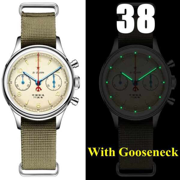 Sbf17524d95e44c0b877d1177a5c565f95.jpg RED STAR 38mm Men's 1963 Chronograph Mechanical Watch Pilot with Seagull Movement ST1901 Air Force Aviation Sapphire Goose 40mm
