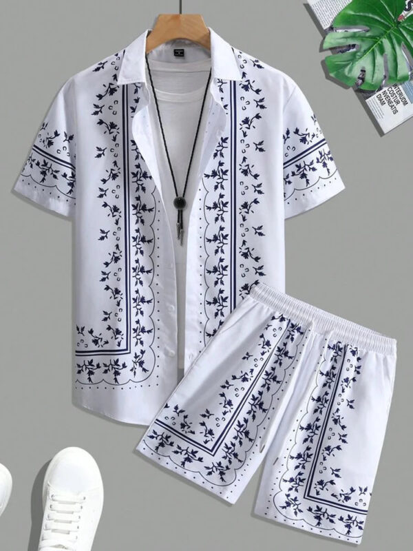 Shirt Set Men's Summer 3D Printed Shirt And Shorts Set Men's And Women's Fashion Casual Fresh Simple Lapel Hawaiian Shirt