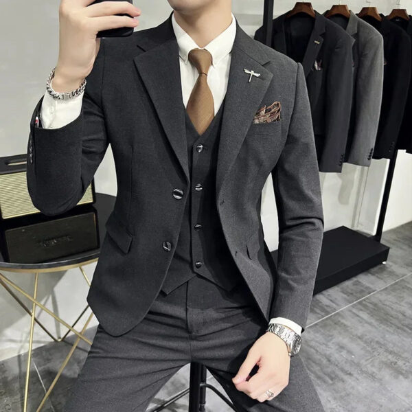 Sbfd7388e76db4577a94ec8de2f8b36a3c.jpg ( Jacket + Vest + Pants ) High-end Brand Boutique Fashion Solid Color Mens Casual Business Suit 3Piece Set Groom Wedding Dress