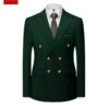 Men Double Breasted Suit Black Slim Fit High Quality Wedding Costume Party Prom Gold Button Male Suits