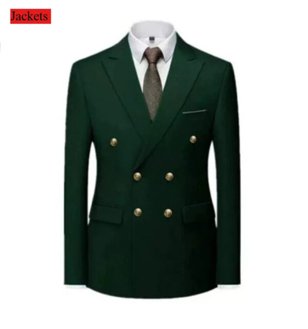 Men Double Breasted Suit Black Slim Fit High Quality Wedding Costume Party Prom Gold Button Male Suits