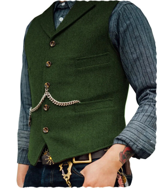 Sc27380fc1080426897fe02c5c586d8c2f.jpg Wool Tweed Men's Suits Vest for Groomsmen Wedding Lapel Casual Slim Business Vests Sleeveless Waistcoat Male Gilet Homme Vests