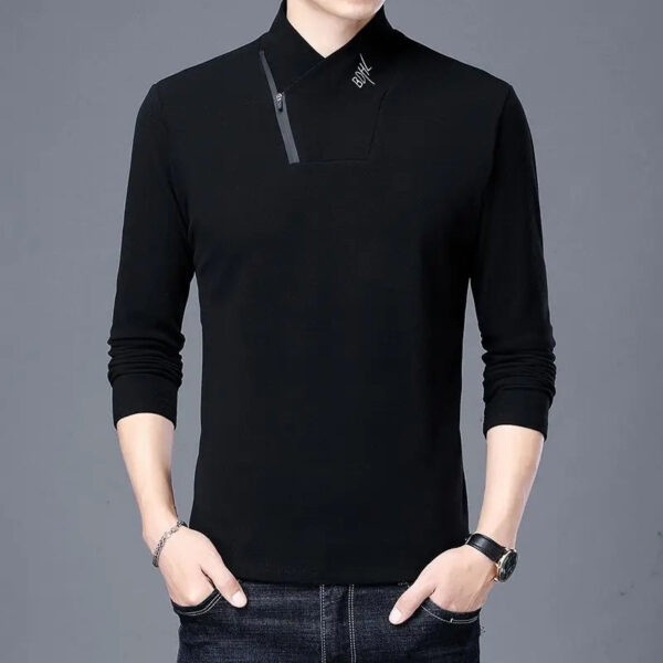 Double Sided Velvet Men Casual Sweater Fashion Versatile Autumn Winter Long Sleeve Solid Embroidered Button Bottoming Pullovers