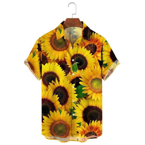 Sc3b2051cee5949fe9b6763bdd7279fb29.jpg Men's Hawaiian Shirt, 3D Sunflower Print T-Shirt, Floral Single Row Button Lapel, Large 5XL, Casual Style, Beach To