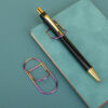 Multicolor Metal Writing Pen Clip - Creative Multifunctional Portable Notebook Accessory Office School Stationery Organizer Clip