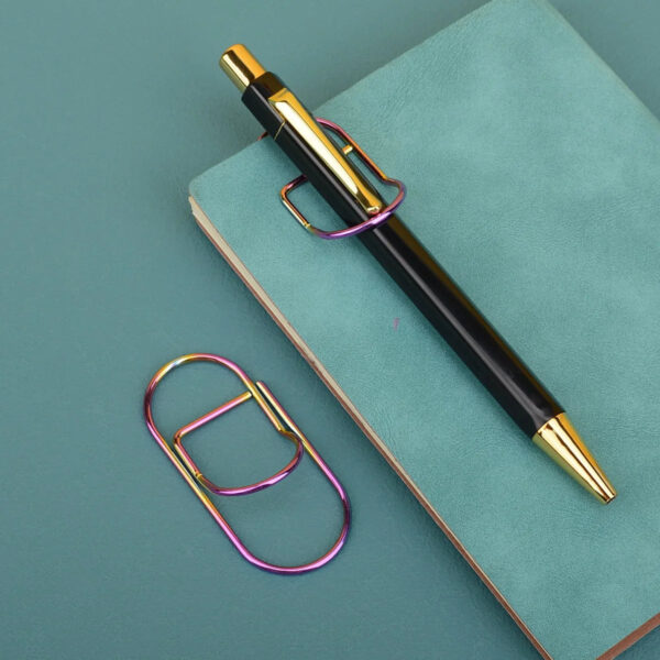 Multicolor Metal Writing Pen Clip - Creative Multifunctional Portable Notebook Accessory Office School Stationery Organizer Clip