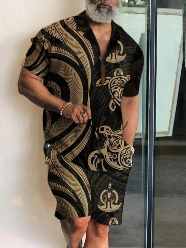 Sc43cf145e69d48f38e596759bbbbdc36z.jpg 2024 Summer Men's Temperament Shirt Set Men's Hawaii Vacation Short Sleeve Top Drawstring Shorts 2 Pcs Boutique Party Dresses