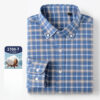 Sc476a81fbb074f77908d253b9d421b0fr.jpg New 100% Pure Cotton Oxford Men's Plaid Shirts Male Business Casual High Quality Long sleeve Shirt for Men Pocket Shirt S-5XL