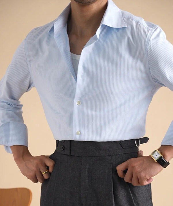 Sc490a97fb4334549b4a309958825966bZ.jpg Cotton Blend Men Business Shirt Long Sleeve Top Quality Hairstylist Shirt Men Office Tuxedo Blue Shirt Men Social Herren Hemd