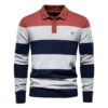 AIOPESON Mens Strip Cotton Button-up Polo Collar Sweater Knit Casual Business Sweaters for Men