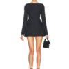 Mozision Double Bow Long Sleeve Sexy Mini Dress For Women Autumn Winter New Solid High Waist Bodycon Club Party Dress Elegant