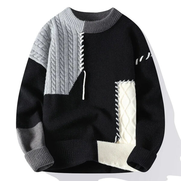 Sc50383b655074bd286ce1c5d4a022cffg.jpg New Autumn Winter Men O-Neck Pullovers Knitted Sweaters Splicing Casual Sweaters High Quality Male Loose Pullovers Clothing 4XL