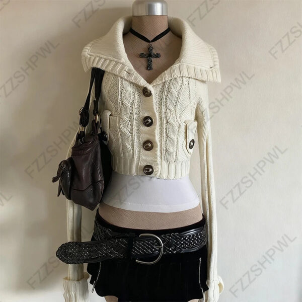 Sc52e725e17d44f33ac8a3d74d77aea024.jpg 2025 Autumn Winter Long-Sleeve Fashion Women's Cardigan Sweater Knitted Coat Short Casual Single Breasted Korean Slim Female Top