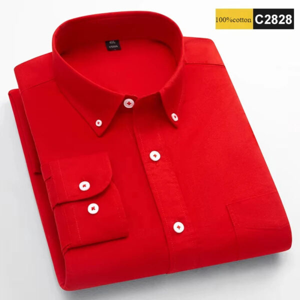 Sc68588743af64028a0d808db850662d8A.jpg New in shirt 100%cotton long-sleeve shirts for men fashion Casual plain shirt solid color Oxford single pocket top white clothes