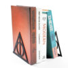 Triangle graphic book end, metal heavy-duty book end, fan organized desktop, home office, iron book end