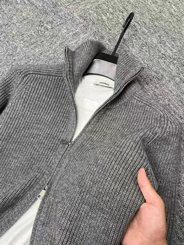 Sc69a90f563dd4b14b9abe9d485bc9b74G.jpg Advanced luxury zipper sweater coat men's autumn winter new casual Korean trend solid color cardigan thickened warm knit jacket