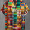 Hawaiian Men's Short Sleeve Shirt 3D Grid Printed Casual Fashion Button Flap Top Comfortable Breathable