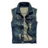 Hip Hop Jeans Coat Men Jackets for Short Sleeve Ripped Blue Jean Jackets Man 2025 Men's Denim Vest Mens Denim Shirt Husband Male