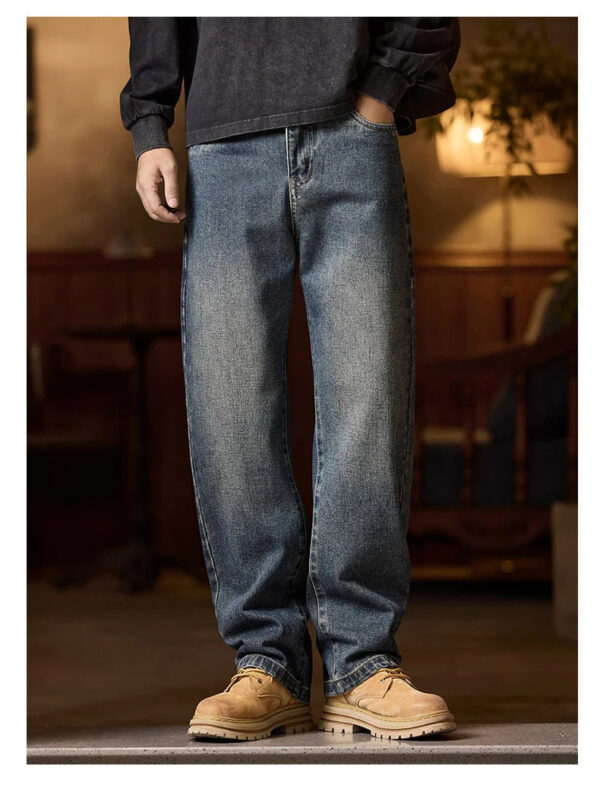 Sc946d7535e6d485aa9b9b807f3cc9f1dz.jpg Mens Elastic Waist Jeans Relaxed Fit Men's Blue Jeans with Elastic Waist with Zipper and Button
