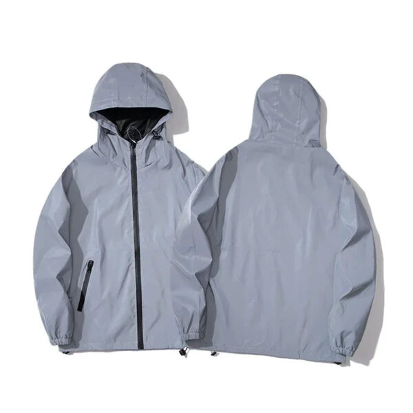 Sc96c67df875443baa753e4f41485160e3.jpg New Couple Night Reflective Clothing Solid Color Jacket Polyester Student Male Class Uniform Trendy Luminous Dancer Jacket