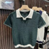 Lapel Ice Silk Polo Shirt Men's Contrasting Color Sweater Slim High-end Short Sleeves