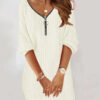 Sca0e93808d2f4ace817ac378a6d3cc3ap.jpg Sexy Zipper Mini Dress Women Winter Autumn V Neck Long Sleeve Dresses Solid Color Casual Basic Robe