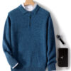 Sca320bdc31eb42f78d8a78315658ddf3G.jpg New Men's POLO Collar Sweater Autumn Winter Thick Long Sleeve Business Pullovers 100% Merino Wool Knitwear Shirt Basic Clothes