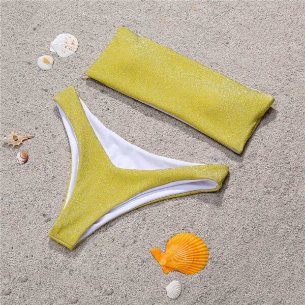 Jucleo 2025 New Swimsuit Women Sexy Glitter Bikini Set Brazilian Thong Biquini High Waist Swimwear Bathing Suit Mujer Blue Pink