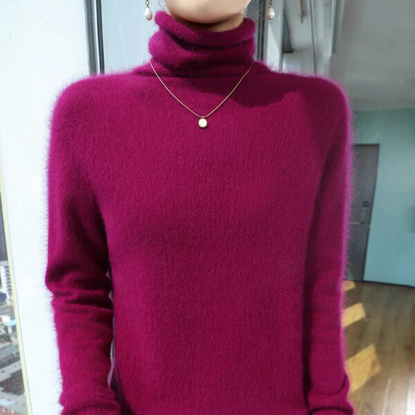 Scb4e0a61d92d4797b6d1ddb6798d14b6I.jpg Autumn And Winter New 100% Pure Mink Cashmere Sweater Women's Pile Collar Pullover Slim Sweater Knitted Bottoming Shirt