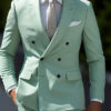 High Quality Brown Men's Suits Double Breasted Bespoke Double Breasted Peaked Lapel Formal Blazer Slim Fit 2 Piece Jacket Pants