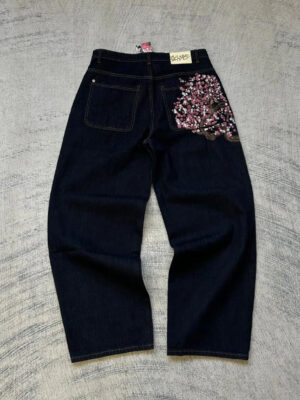 Scc0184f75bb44dc1a865a3a75b8b27878.jpg Hip Hop Cherry Blossom Embroidered Jeans Vintage Low Waist Wide Leg Trousers Y2K Clothes Mens Womes Embroidered Baggy Jeans
