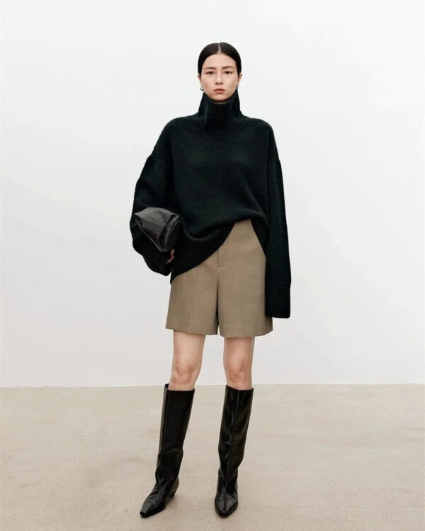 Scc9e699d64ef49b8b82ba38ef4db1c16U.jpg Turtleneck pure cashmere sweater female loose and thick languid lazy wind pullover sweater knitting base WOOL sweater