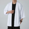 Spring Summer Men's Japanese Kimono Shirts Casual Open Stitch Lightweight Fashion Solid Three Quarter Loose Couple Shirts M-5XL