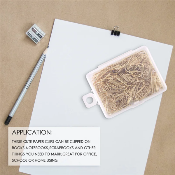 150 Pieces Gold Cute Paper Clips Mini Clips Heart Shaped Paperclips Bookmark Clips for Office Supplier School