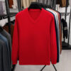 Sceb26da52cb643389b4b8a6d41187dadY.jpg 2025 Men's V-Neck Basic Solid Color Sweatshirt Warm Autumn Knitted Oversize Pullover Elastic round Neck Sweater for Casual Wear