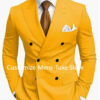High Quality Brown Men's Suits Double Breasted Bespoke Double Breasted Peaked Lapel Formal Blazer Slim Fit 2 Piece Jacket Pants