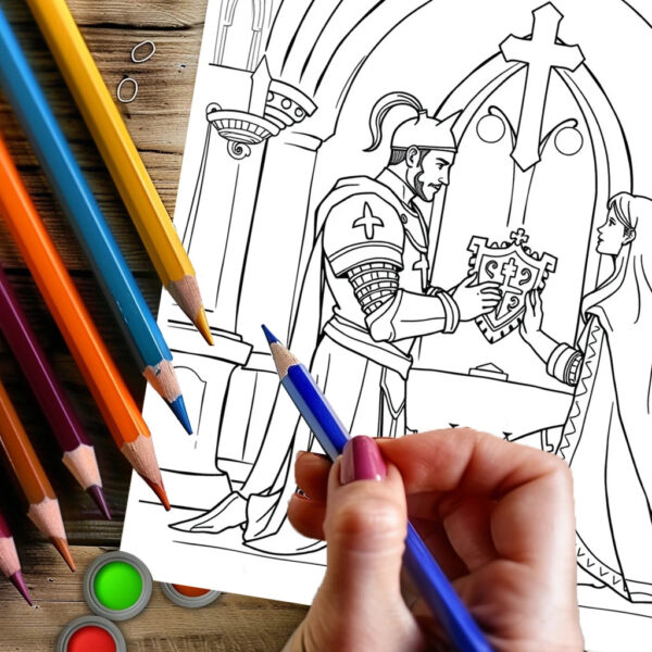 Scf5b8170d3f74ff5a04fd15f9e01bc82O.jpg 28 Pages Original Princesses and Knights Coloring Book for Adult | Colouring Book, Drawing Supplies for Christmas, Thanksgiving