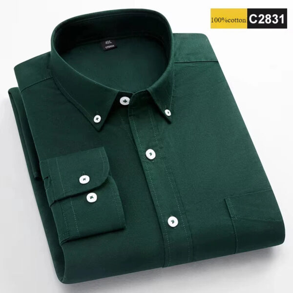 Scfa62039485e40569563ba4d5f4c09e7S.jpg New in shirt 100%cotton long-sleeve shirts for men fashion Casual plain shirt solid color Oxford single pocket top white clothes