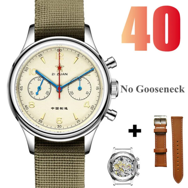 Sd052c1342f9a433693532d7e7fb2cbe9p.jpg RED STAR 38mm Men's 1963 Chronograph Mechanical Watch Pilot with Seagull Movement ST1901 Air Force Aviation Sapphire Goose 40mm