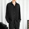 Sd05bf300e6734f5da321d18fbe5fcb70V.jpg Shirt Men Solid Long sleeved Shirt For Men Korean Fashion Shirts Comfortable Blouses Casual Loose Classic Single Breasted Shirt