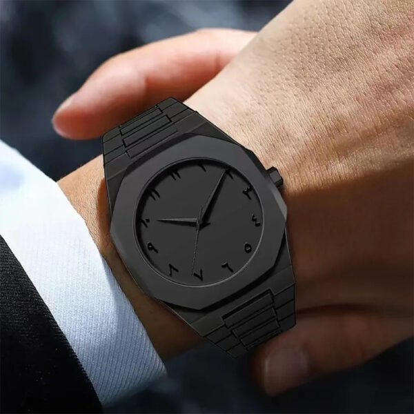 Sd07934a31dcd41f79cf89a87d7cbb624d.jpg New Fashionable Men's Watch Simple Black Male Quartz Watches Arabic digital Casual Drip Oil Strap