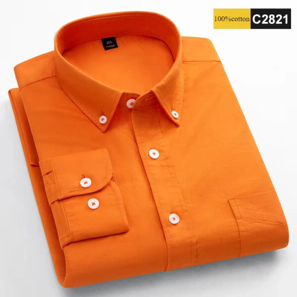 Sd0c43da243a342f0bcc26c7e2776388ch.jpg New in shirt 100%cotton long-sleeve shirts for men fashion Casual plain shirt solid color Oxford single pocket top white clothes