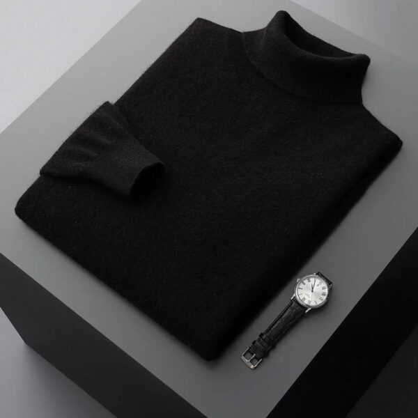 Autumn Winter New Men's 100% Cashmere Sweater Lapel Knitted Pullover Lightweight Warm Long Sleeve Solid Color Tops