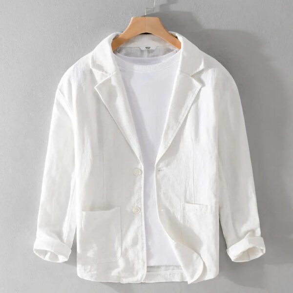 Sd127741ffad84cd283732acfd0cfab4cb.jpg Y803 Spring Autumn Good Quality Linen Blazer For Men Business Casual Solid Color Simple Double Buttons Thin Male Suits Jackets
