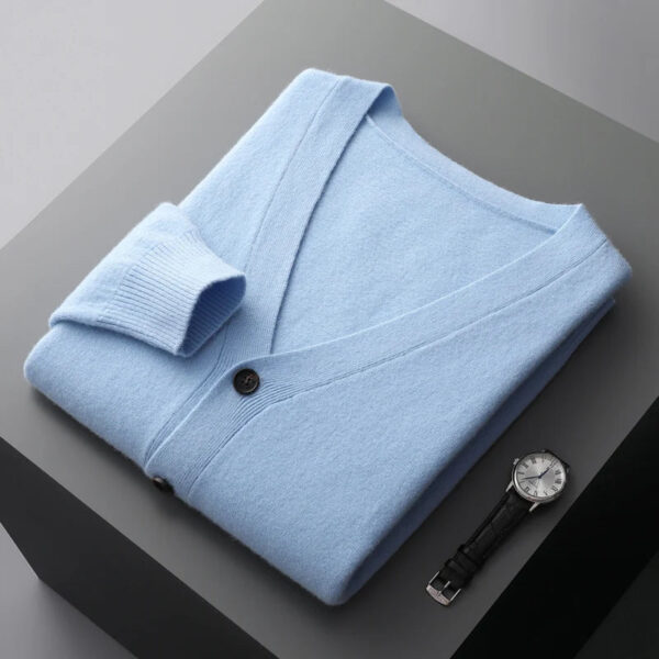 Sd184539b359c4bedaf0d1e3dd4bdb639C.jpg 100% merino wool Men's Cardigan Cashmere Sweater Autumn And Winter Knitted Jacket Solid Color Long-Sleeved High Quality Top
