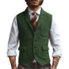Men Vest Brown Herringbone Business Waistcoat Jacket Casual Slim For Wedding Groom Banquet Gilet Vest