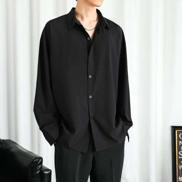 Sd240afdd28614647aaed94559e2573b7W.jpg Shirt Men Solid Long sleeved Shirt For Men Korean Fashion Shirts Comfortable Blouses Casual Loose Classic Single Breasted Shirt