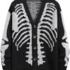 Sd3eb313526254e26a67468b9161ecc273.jpg Men's Skeleton Pattern Cardigan Sweaters, Gothic Long Sleeve Unisex Outwear Knitted Coats