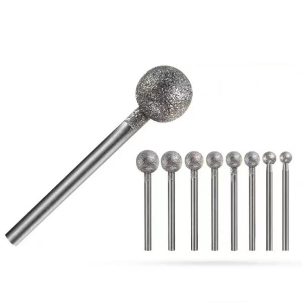 Sd44ac4434af84ac98d56b201211b8b74a.jpg Round Ball Diamond Grind Needle Head Cutter Jade Carve Precision Engrave Rotary Spherical Burr Carving Tools Shank Burrs