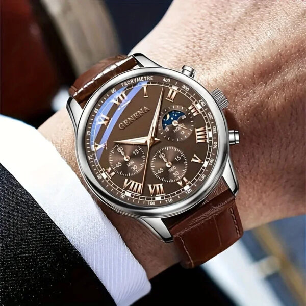 Sd4d5b4402b8a4d239f74ff0bb0685f3a4.jpg Fashion Leather Strap Men Business Watches Round Dial Male's Analog Quartz Wristwatch Reloj Hombre(Without Box)